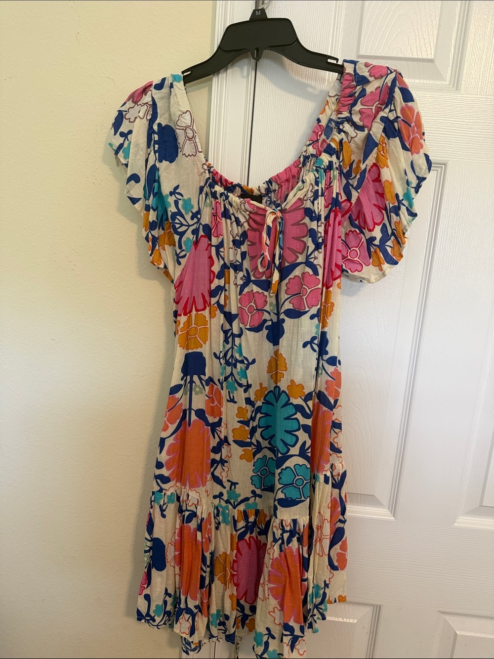 RACHEL Rachel Roy Cream Mini Dress with Pink, Blue & Orange Floral Print